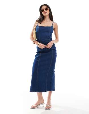 white christmas dresses Denim Strap Maxi Dress – Lost & Found