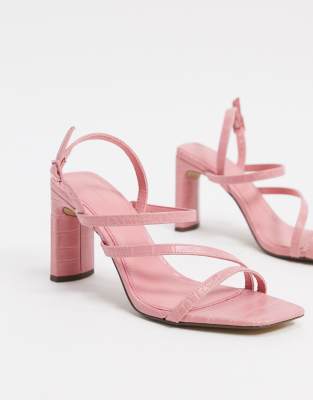 Bershka strappy heel in pink ASOS