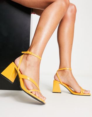 Bershka strappy high heel sandal in mango