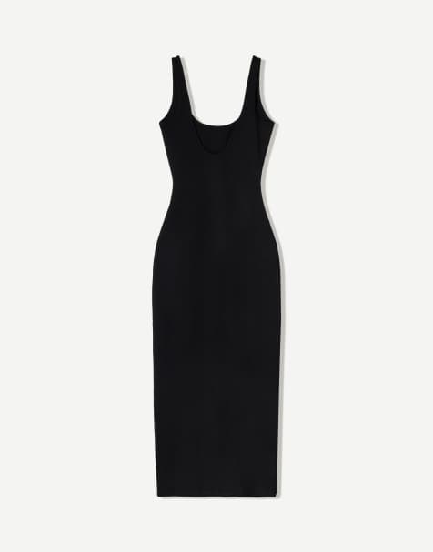 Bershka strappy midi dress in black - view 1