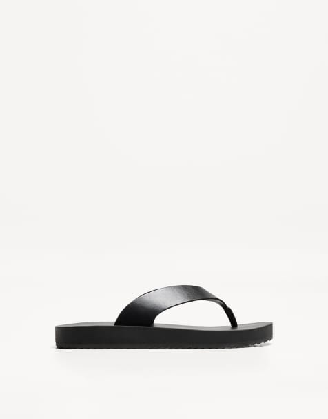 Bershka strappy sandals in black - BLACK - view 1