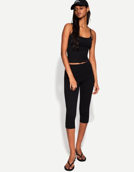 Bershka strappy top in black
