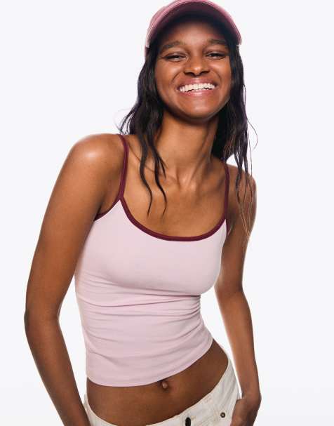 Bershka strappy top in pink