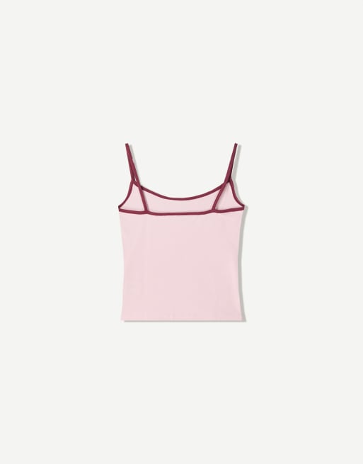 Bershka strappy top in pink