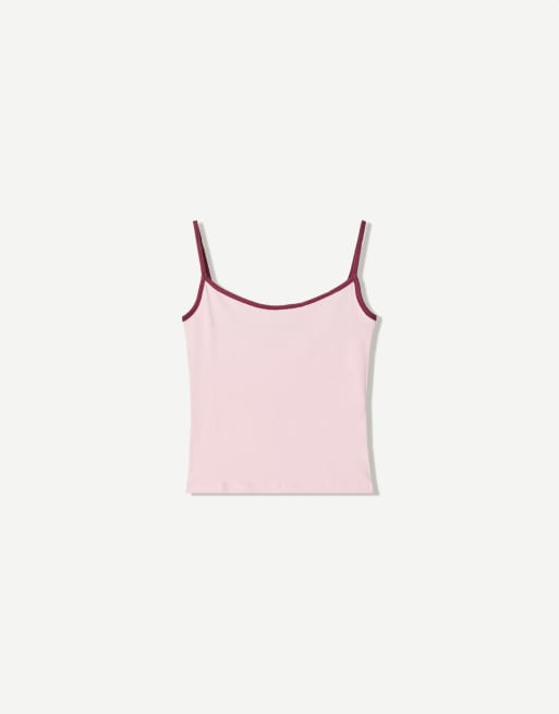 Bershka strappy top in pink