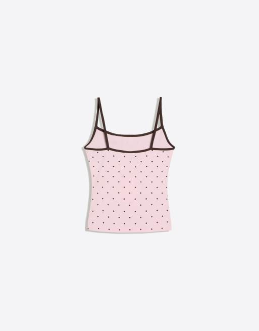 Bershka Strappy top in pink, 6 of 6