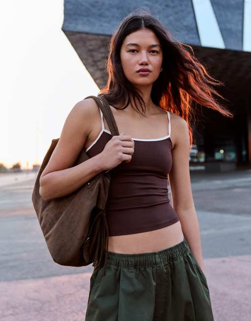Bershka Strappy top in purple, 2 of 5