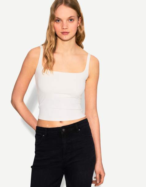 Bershka strappy top in white - view 1