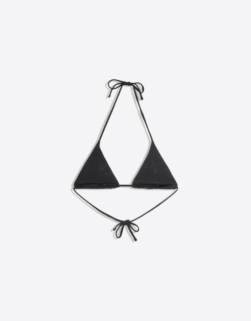 Bershka – Strass – Svart bikiniöverdel i trekantsmodell, 3 av 4
