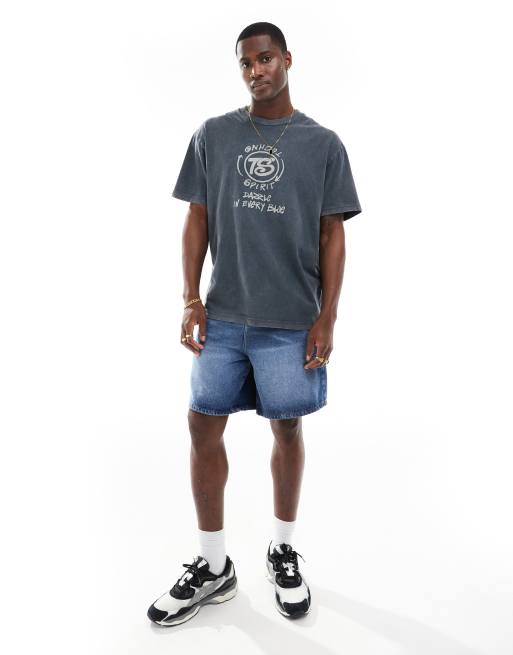 Bershka – Street-T-Shirt in Grau mit Grafik auf der Rückseite, 4 von 4