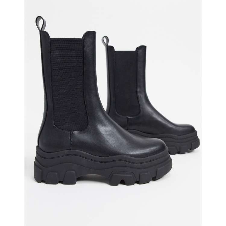 Bershka leather track discount sole ankle boots