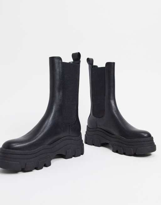 Bershka leather track 2025 sole ankle boots