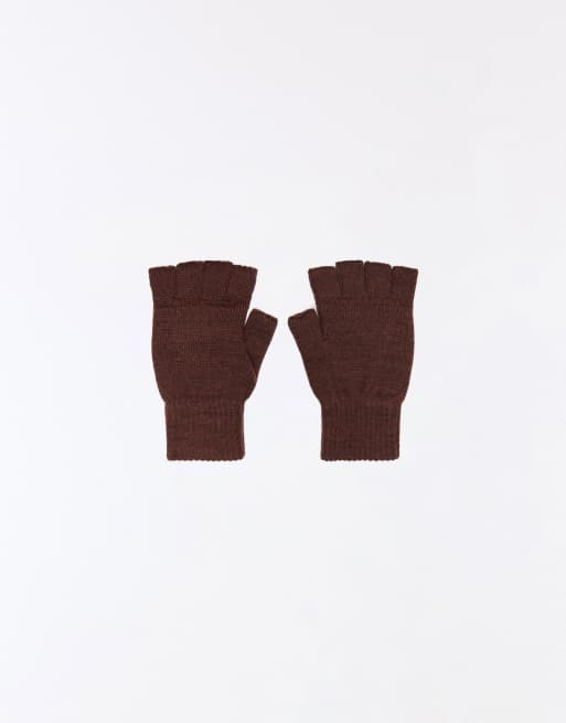 Bershka strikkede luffer i brun, 3 af 4