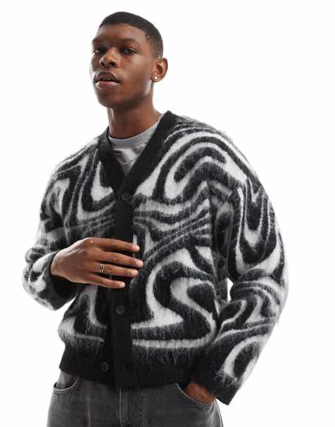 Bershka - Strikket cardigan med sort/hvidt mønster - view 1