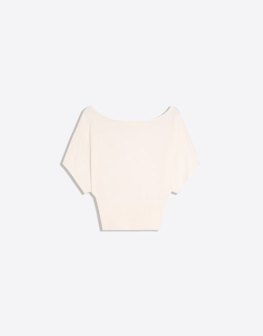 Bershka striktrøje med asymmetrisk hals i ecru, 5 af 5