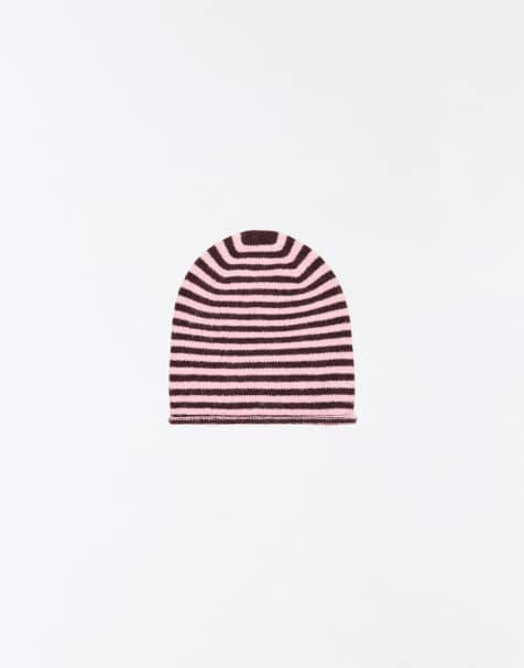 Bershka Striped beanie in pink - view 1