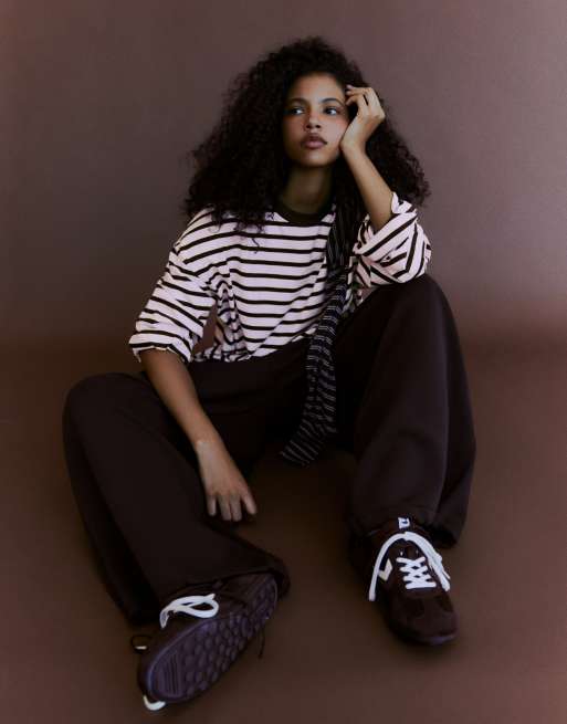 Bershka Striped boxy long sleeve t-shirt in pink, 2 of 5