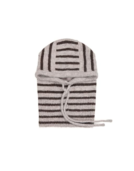 Bershka Striped knit balaclava in beige, 4 of 4