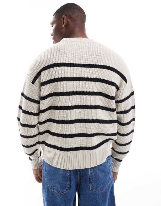 おすすめ striped Bershka knit ASOS | ecru in sweater トップス