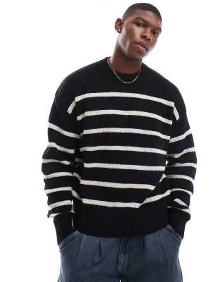 striped knitted sweater in black