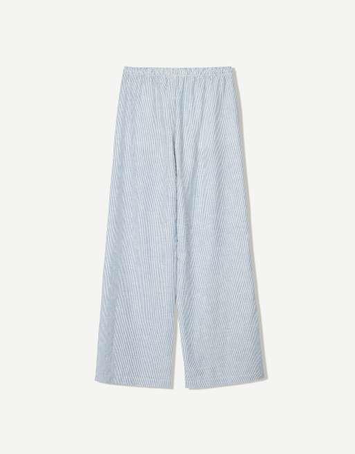 Bershka striped rustic trousers in blue
