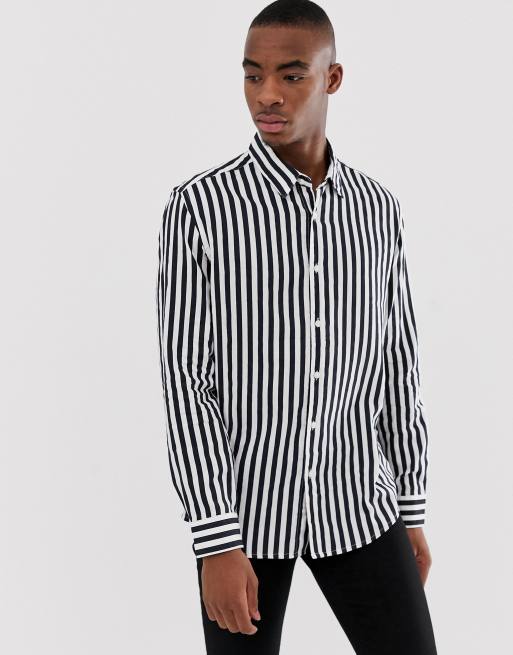 Bershka striped shirt in black and white | ASOS