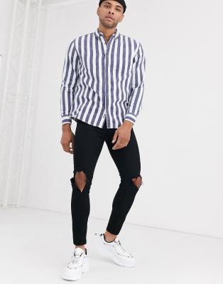 black and white striped shirt with jeans