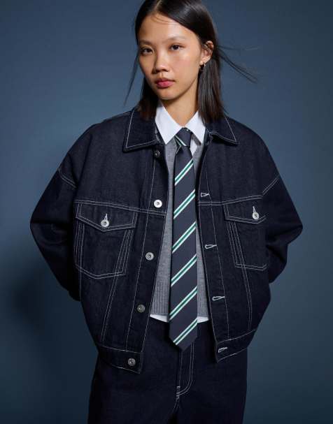 Bershka Striped tie in blue - view 1