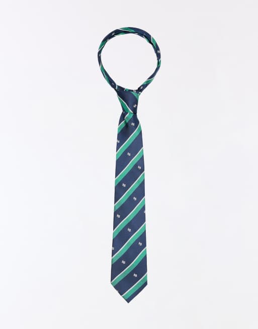 Bershka Striped tie in green, 2 of 3