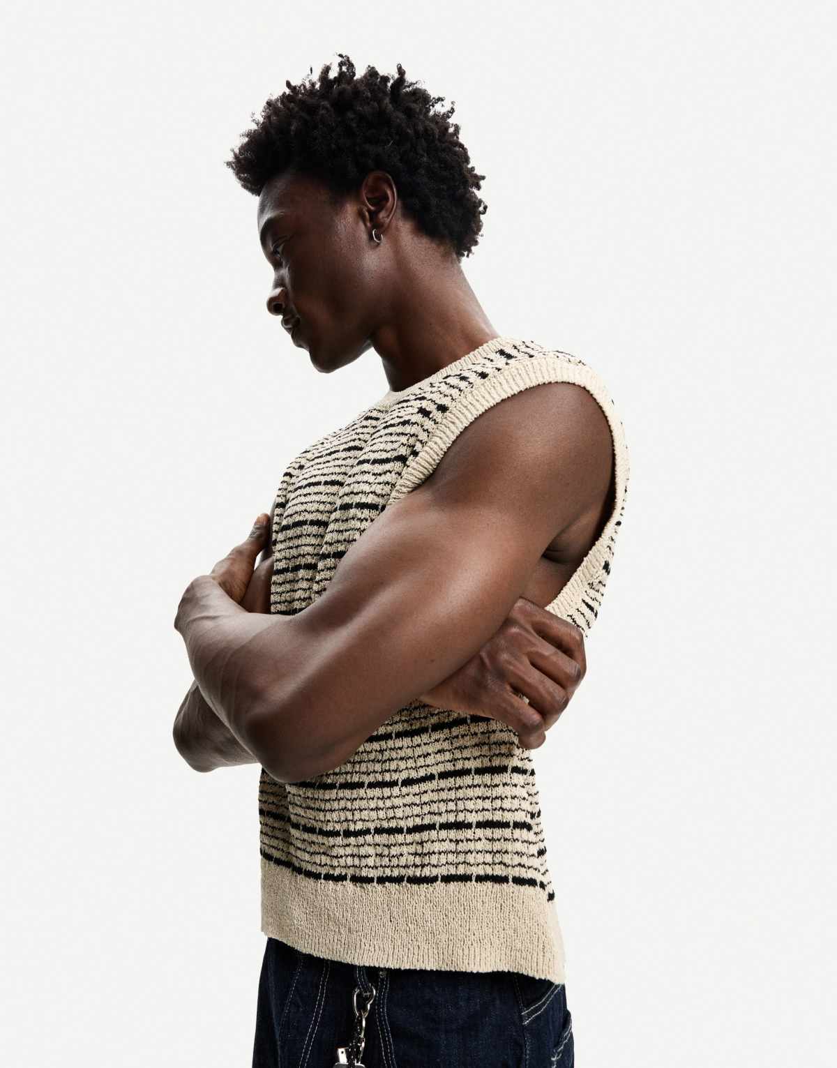 Bershka Striped waistcoat in black&white