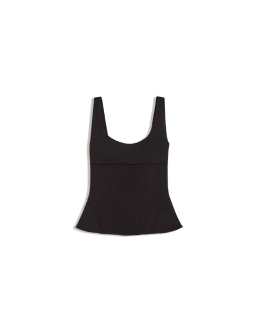 Bershka Structured tie-back top in black, 3 of 3