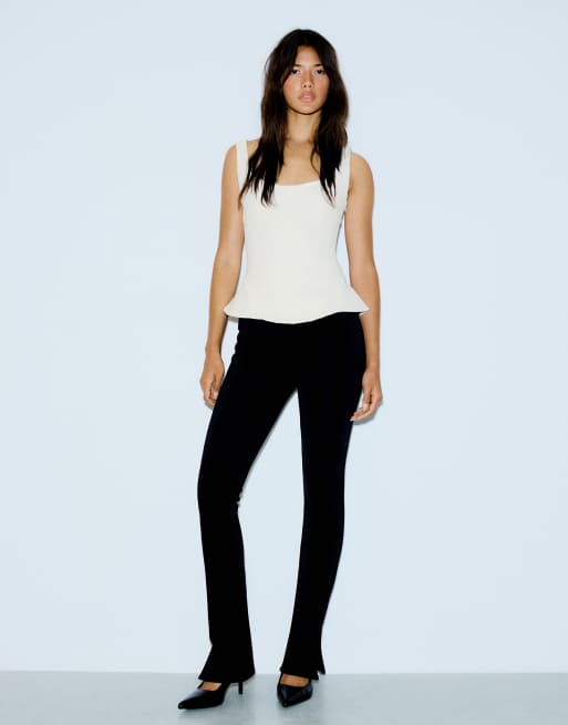 Bershka Structured tie-back top in white, 2 of 5