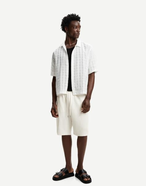 Bershka – Strukturierte Bermudashorts in Weiß - view 1
