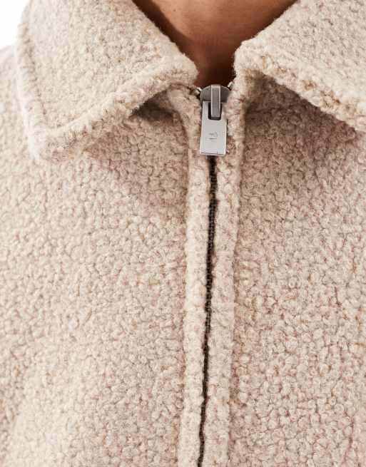 Bershka – Strukturierte Jacke aus Lammfellimitat in Ecru, 4 von 4
