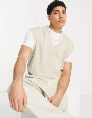 Bershka – Strukturierter Strickpullunder in Ecru