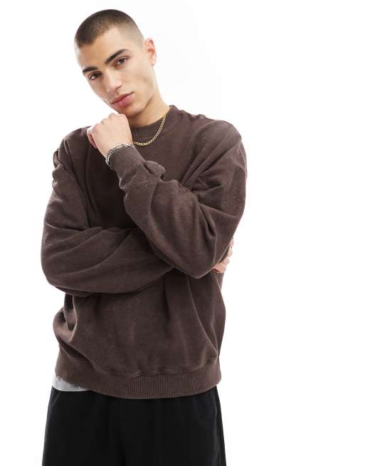 Bershka – Strukturiertes Sweatshirt in Braun