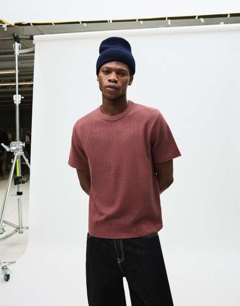 Bershka – Strukturiertes T-Shirt in Altrosa - view 1