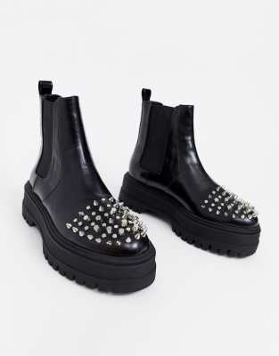 chunky studded chelsea boots