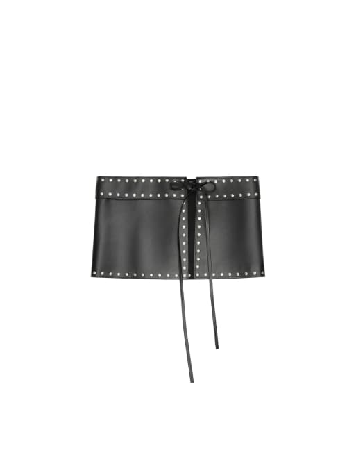 Bershka Studded clutch belt in black, 3 of 3