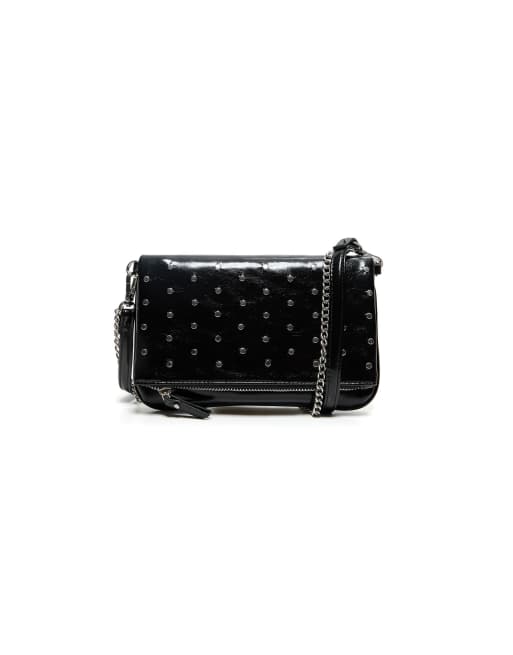 Bershka Studded envelope bag in black, 4 of 4