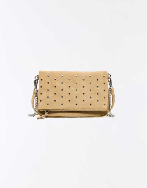 Bershka Studded envelope bag in camel, 2 of 4