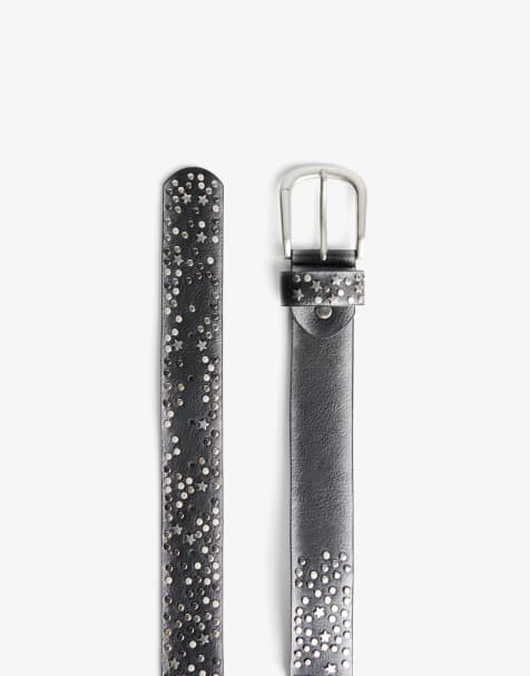 Bershka Studded faux leather belt in black - view 1