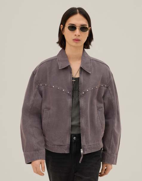 Bershka Studded jacket in sand - view 1