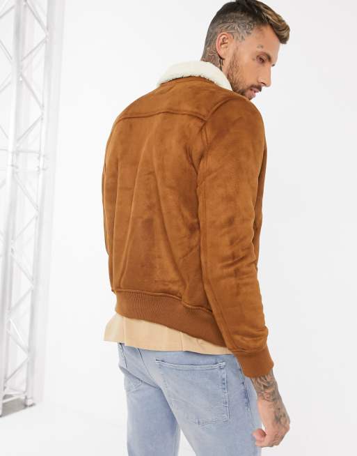 Asos suede cheap bomber jacket