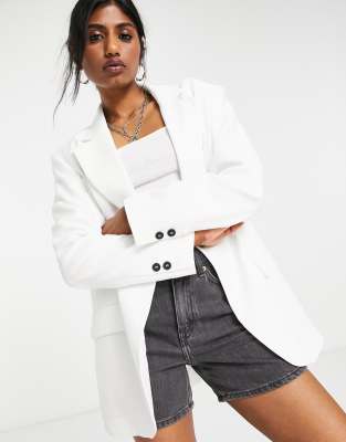 Bershka white suit blazer in white - ASOS Price Checker