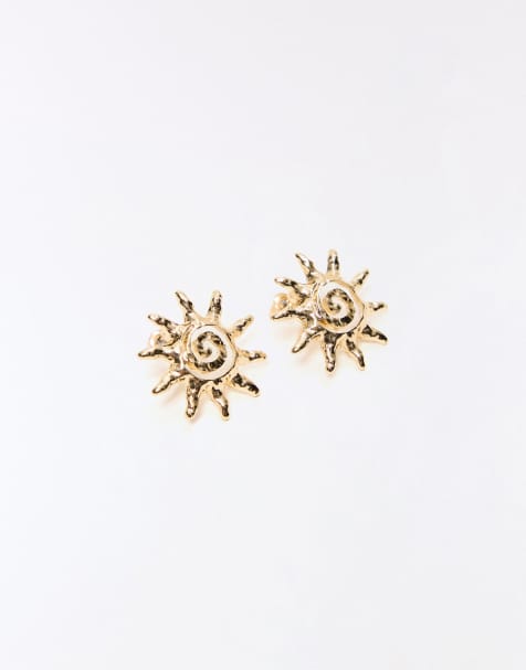 Bershka Sun earrings in gold - view 1
