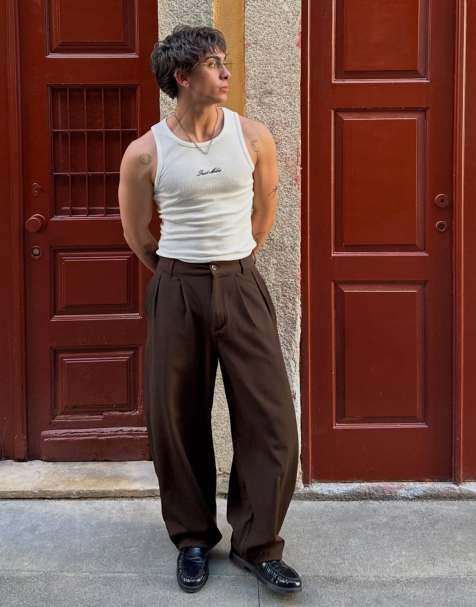 Bershka - Super-baggy brune semi-joggingbukser - view 1
