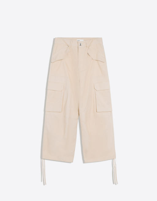 Bershka Super baggy cargobukser i beige, 5 af 6