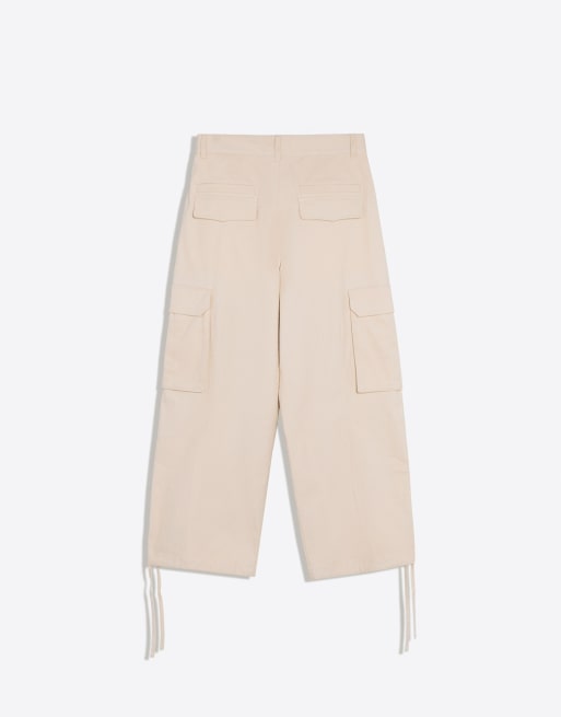 Bershka Super baggy cargobukser i beige, 6 af 6