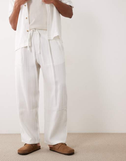 Bershka - Super baggy casual broek in wit, 5 van 5